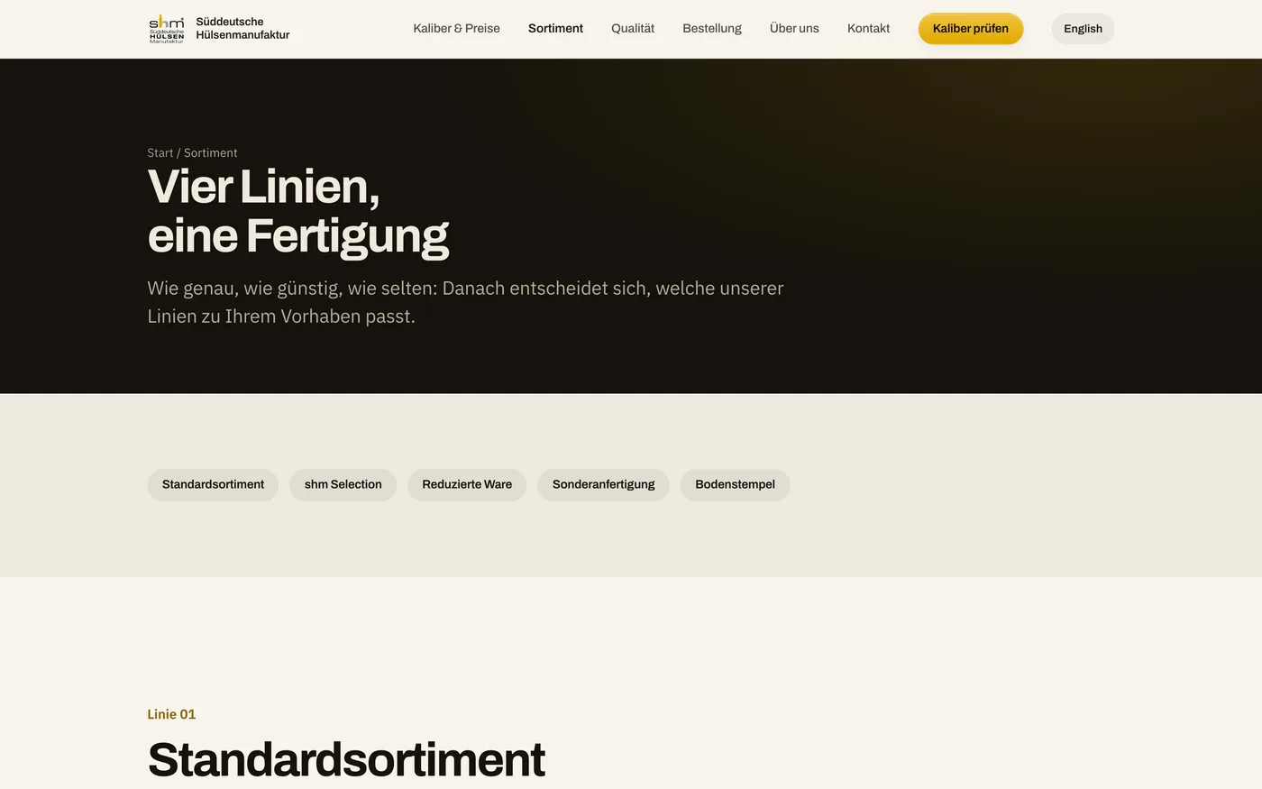 Sortiment, vier Linien